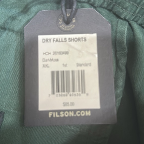 NEW Filson Men's Dry Falls Dark Moss Canvas Drawstring Shorts 7" Green XXL - Picture 8 of 8